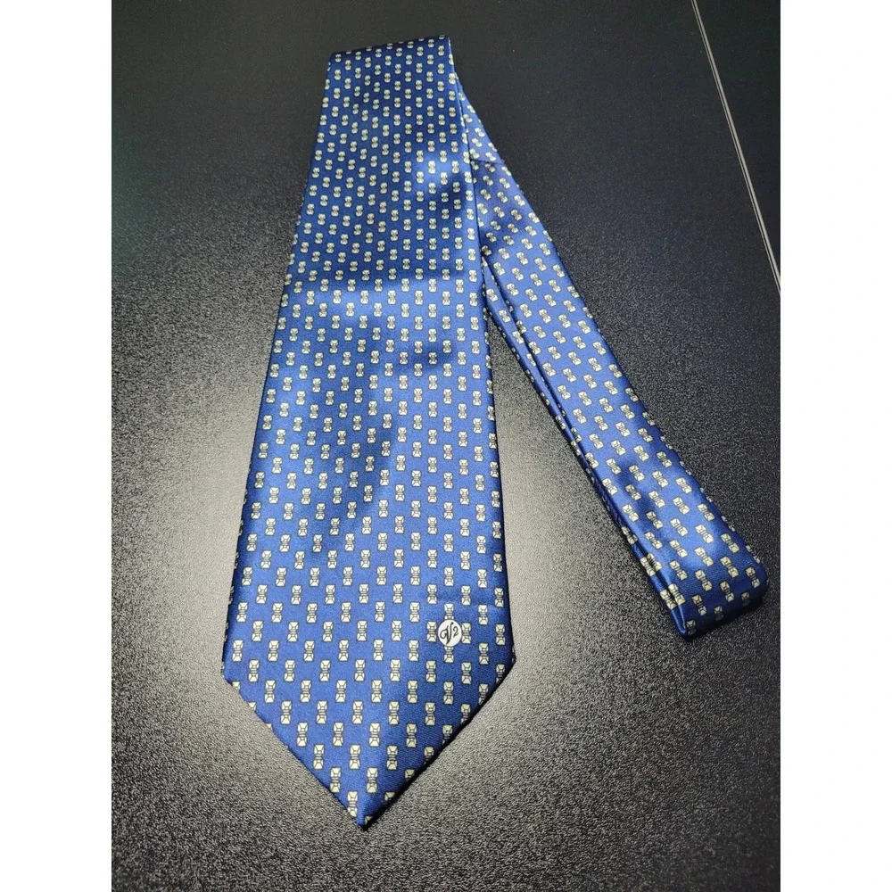 Versace Men's Necktie Blue Geometric 100% Silk 3.75